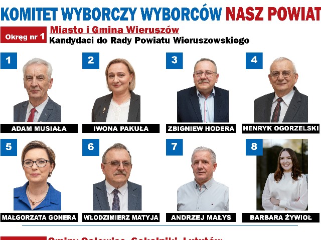 KWW NASZ POWIAT - kandydaci do Rady Powiatu Wieruszowskiego