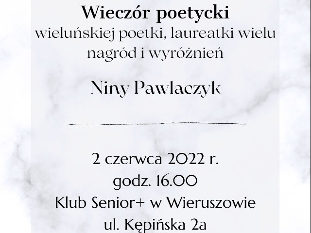Wieczór z poezją Niny Pawlaczyk