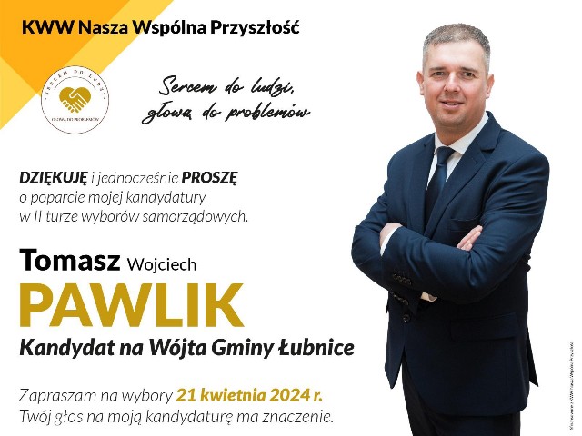 Tomasz Pawlik do Wyborców w Gminie Łubnice